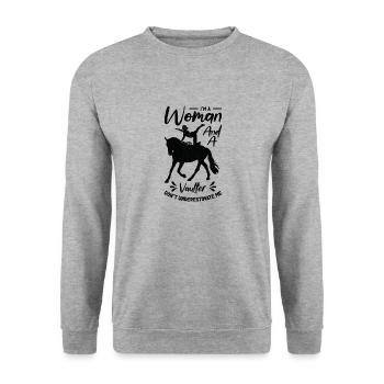 Pferdesport Voltigieren Voltigierer Reiten - Unisex Pullover - Weißgrau meliert - Vorne - Alina (178cm) & Michal (187cm)