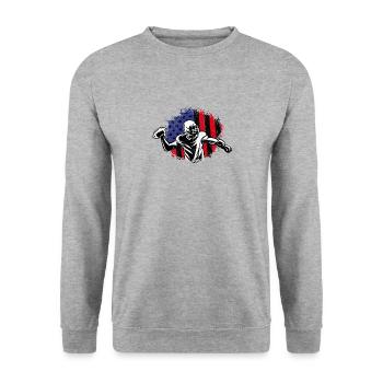 American Football Flag Patriotic Sports Football - Unisex Sweatshirt - salt & pepper - Front - Alina (178cm) & Michal (187cm)