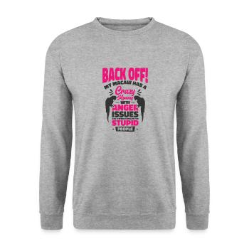 Macaw Parrot Mom Pet Tropical Zoo Animal Bird - Unisex Sweatshirt - salt & pepper - Front - Alina (178cm) & Michal (187cm)