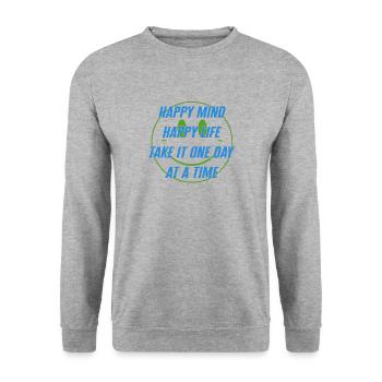 Positivity Shirt, Happy Mind Happy Life Tee, - Unisex Sweatshirt - salt & pepper - Front - Alina (178cm) & Michal (187cm)