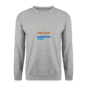 Elektrischer Handwerker Spannungs-Elektroarbeiter - Unisex Pullover - Weißgrau meliert - Vorne - Alina (178cm) & Michal (187cm)