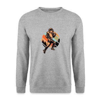 Retro Vintage American Football Sport - Unisex Pullover - Weißgrau meliert - Vorne - Alina (178cm) & Michal (187cm)