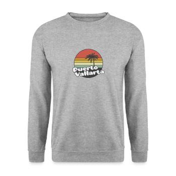 Puerto Vallarta Rétro Vintage Style Souvenir - Sweat-shirt Unisexe - gris chiné - Devant - Alina (178cm) & Michal (187cm)