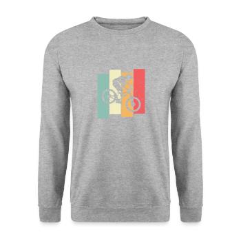 Retro Look MTB Design für Fahrrad Liebhaber - Unisex Pullover - Weißgrau meliert - Vorne - Alina (178cm) & Michal (187cm)