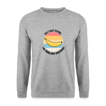Eating Bananas Exotic Healthy Fruits - Unisex Sweatshirt - salt & pepper - Front - Alina (178cm) & Michal (187cm)