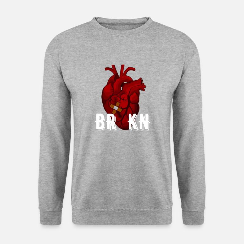 BRKN Broken Heart Anatomical - Unisex Pullover - Weißgrau meliert