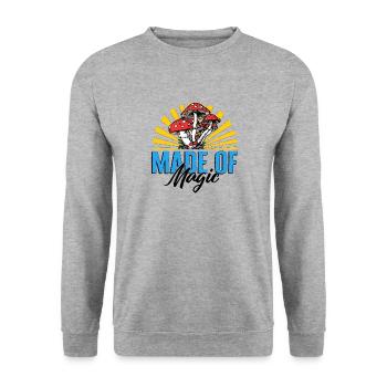 Pilzhemd, aus Magic Mushroom Funny Tee, - Unisex Pullover - Weißgrau meliert - Vorne - Alina (178cm) & Michal (187cm)