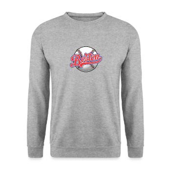 Vintage Boston Baseball Lover Distressed Baseball - Unisex Sweatshirt - salt & pepper - Front - Alina (178cm) & Michal (187cm)
