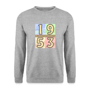 BIRTHDAY YEAR 1953 - Unisex Sweatshirt - salt & pepper - Front - Alina (178cm) & Michal (187cm)
