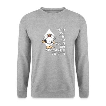 MAN IST NIE ZU KLEIN UM GROßARTIG ZU SEIN - Unisex Pullover - Weißgrau meliert - Vorne - Alina (178cm) & Michal (187cm)