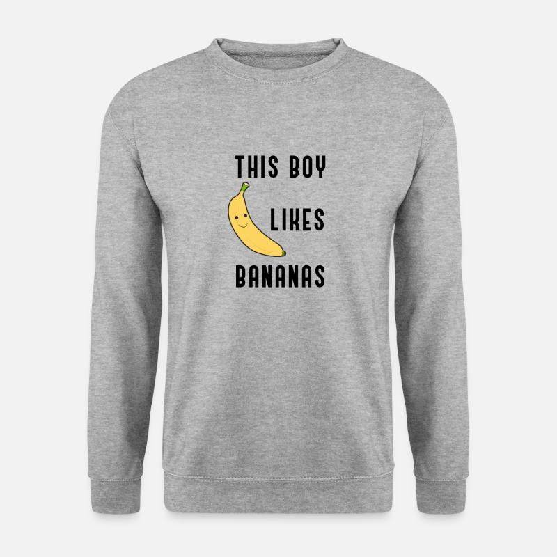 Lustiger Spruch „Junge mag Bananen“ - Unisex Pullover - Weißgrau meliert