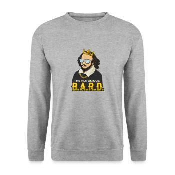 William Shakespeare with crown design - Unisex Sweatshirt - salt & pepper - Front - Alina (178cm) & Michal (187cm)