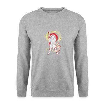 Japanese Samurai Ninja Fighter For Japan Fans - Unisex Sweatshirt - salt & pepper - Front - Alina (178cm) & Michal (187cm)