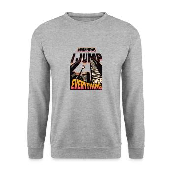 Warning: I jump over everything. - Unisex Sweatshirt - salt & pepper - Front - Alina (178cm) & Michal (187cm)