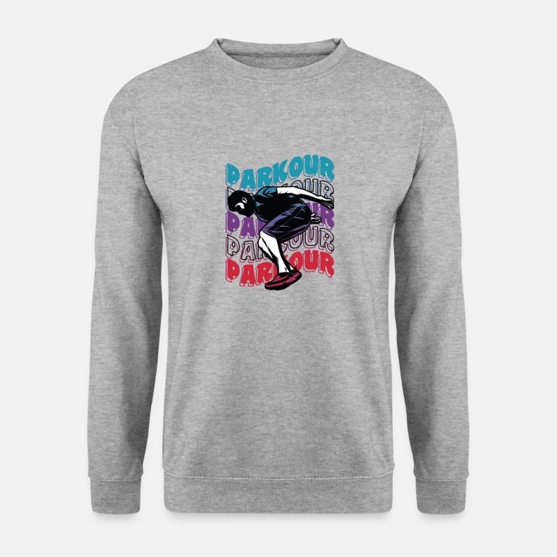 Freelaufender Parkour - Unisex Pullover - Weißgrau meliert