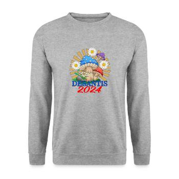 DeSantis 2024 Shirt, Pilz-T-Shirt, Amerika - Unisex Pullover - Weißgrau meliert - Vorne - Alina (178cm) & Michal (187cm)