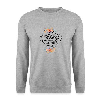 working from home - Unisex Sweatshirt - salt & pepper - Front - Alina (178cm) & Michal (187cm)