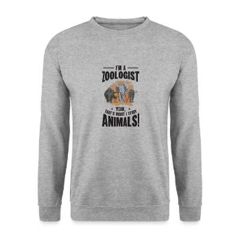 Zoologe Wildtiere Natur Studieren Zootiere - Unisex Pullover - Weißgrau meliert - Vorne - Alina (178cm) & Michal (187cm)