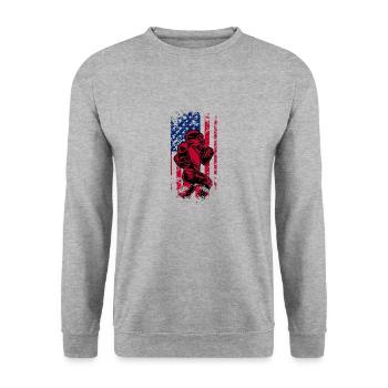 American Football Flag Patriotic Sports Football - Unisex Sweatshirt - salt & pepper - Front - Alina (178cm) & Michal (187cm)