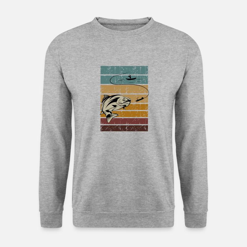 Angler Fisch Retro - Unisex Pullover - Weißgrau meliert