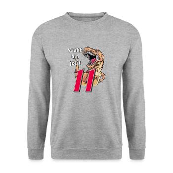 BIRTHDAY Yaahh am now 11 - Unisex Sweatshirt - salt & pepper - Front - Alina (178cm) & Michal (187cm)