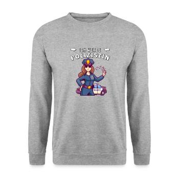 ICH WERDE POLIZISTIN - Unisex Pullover - Weißgrau meliert - Vorne - Alina (178cm) & Michal (187cm)