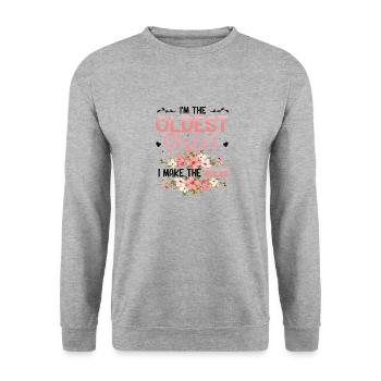 Eldest sister, I make the rules. - Unisex Sweatshirt - salt & pepper - Front - Alina (178cm) & Michal (187cm)