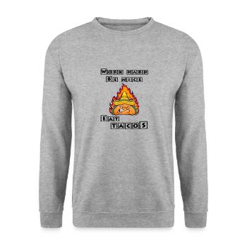 Travaillez dur Soyez gentil Mangez des tacos - Sweat-shirt Unisexe - gris chiné - Devant - Alina (178cm) & Michal (187cm)