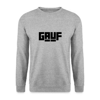 Gauf Arzgebirg Berg Gruß Glück auf - Unisex Pullover - Weißgrau meliert - Vorne - Alina (178cm) & Michal (187cm)