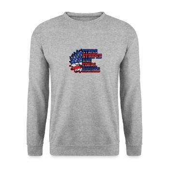 Stars Stripes et égalité - Sweat-shirt Unisexe - gris chiné - Devant - Alina (178cm) & Michal (187cm)