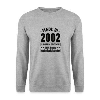 Fabriqué en 2002 Vintage Retro Limited Edition - Sweat-shirt Unisexe - gris chiné - Devant - Alina (178cm) & Michal (187cm)