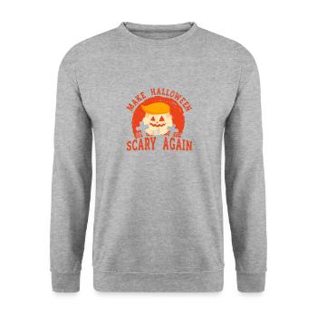 Halloween Abstimmung Politischer Kürbis Wähler - Unisex Pullover - Weißgrau meliert - Vorne - Alina (178cm) & Michal (187cm)