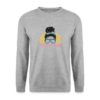 Chemise de maman, Girl Scout Mom Life Messy Bun Tee, - Sweat-shirt Unisexe - gris chiné - Devant - Alina (178cm) & Michal (187cm)