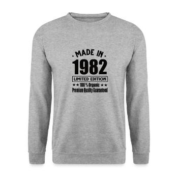 Fabriqué en 1982 Vintage Retro Limited Edition - Sweat-shirt Unisexe - gris chiné - Devant - Alina (178cm) & Michal (187cm)