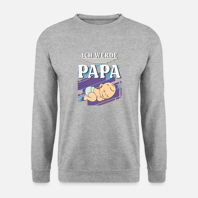 ICH WERDE PAPA - Unisex Pullover - Weißgrau meliert