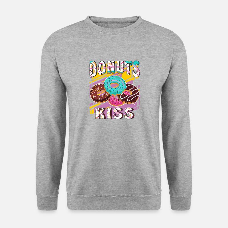 DONUTS KISS - Unisex Pullover - Weißgrau meliert