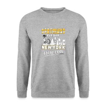 DORTMUND IST WIE NEW YORK - Unisex Pullover - Weißgrau meliert - Vorne - Alina (178cm) & Michal (187cm)