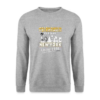 OBERHAUSEN IST WIE NEW YORK - Unisex Pullover - Weißgrau meliert - Vorne - Alina (178cm) & Michal (187cm)