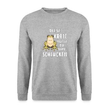 DIESE KRÖTE MUSST DU NUN SCHLUCKEN - Unisex Pullover - Weißgrau meliert - Vorne - Alina (178cm) & Michal (187cm)