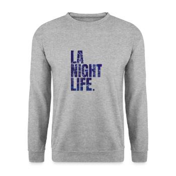 City Love - Los Angeles Night Life - Unisex Pullover - Weißgrau meliert - Vorne - Alina (178cm) & Michal (187cm)