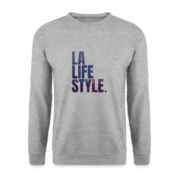City Love - Los Angeles Life Style - Unisex Pullover - Weißgrau meliert - Vorne - Alina (178cm) & Michal (187cm)
