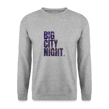 City Love - Big Night Life - Unisex Pullover - Weißgrau meliert - Vorne - Alina (178cm) & Michal (187cm)