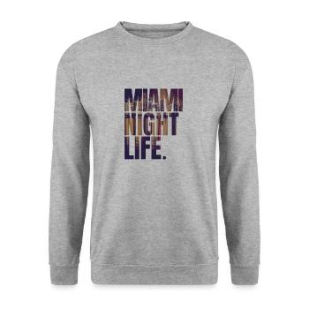 City Love - Miami Night Life - Unisex Pullover - Weißgrau meliert - Vorne - Alina (178cm) & Michal (187cm)
