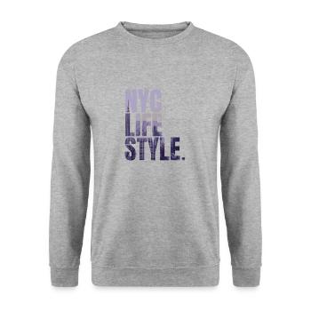 City Love - New York Life Style - Unisex Pullover - Weißgrau meliert - Vorne - Alina (178cm) & Michal (187cm)