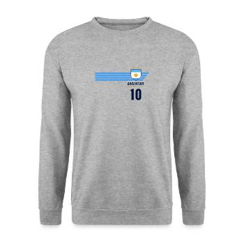Argentinien Albiceleste Fußball Fan Trikot - Unisex Pullover - Weißgrau meliert - Vorne - Alina (178cm) & Michal (187cm)