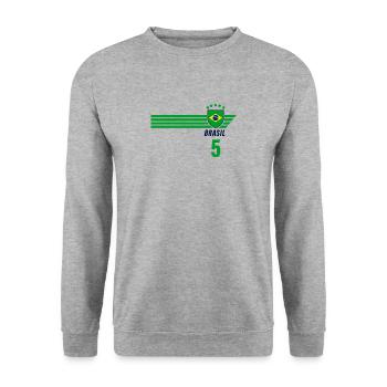 Brésil Maillot de fan de football brésilien Seleção - Sweat-shirt Unisexe - gris chiné - Devant - Alina (178cm) & Michal (187cm)