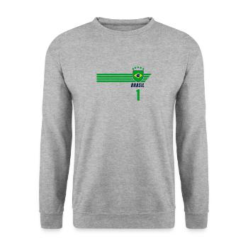 Brésil Maillot de fan de football brésilien Seleção - Sweat-shirt Unisexe - gris chiné - Devant - Alina (178cm) & Michal (187cm)