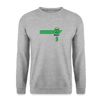 Brésil Maillot de fan de football brésilien Seleção - Sweat-shirt Unisexe - gris chiné - Devant - Alina (178cm) & Michal (187cm)