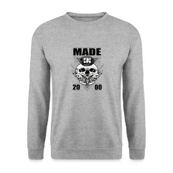 Fabriqué en 2000 Vintage Retro Limited Edition - Sweat-shirt Unisexe - gris chiné - Devant - Alina (178cm) & Michal (187cm)