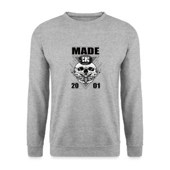 Fabriqué en 2001 Vintage Retro Limited Edition - Sweat-shirt Unisexe - gris chiné - Devant - Alina (178cm) & Michal (187cm)